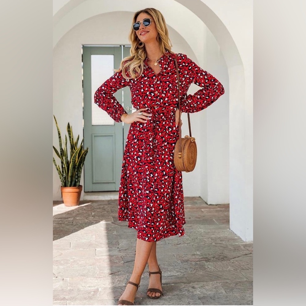 Nwt Kirundo Leopard Print Midi Dress - image 1